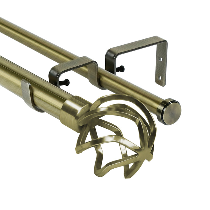Urbanest Zeffoli Flat Button 1-inch 5-8-inch Double Drapery Curtain Window Rod Set