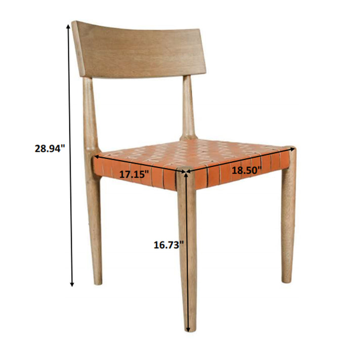 Urbanest Dining Chairs Set of 2, Rubber Wood Kitchen Chairs with Backrest Dining Room Chair Leather Seat Armless Chairs for Living Room Restaurant