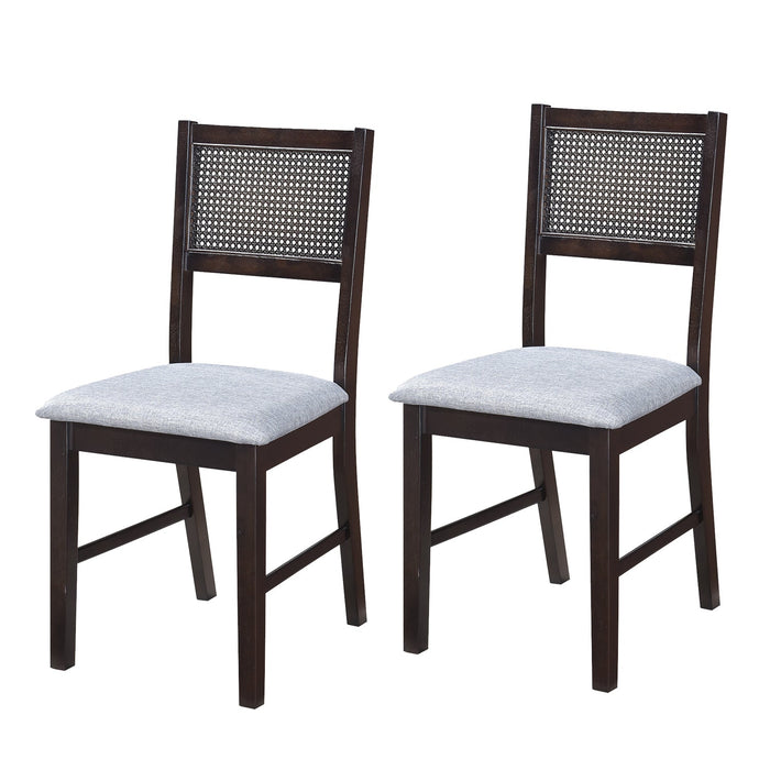 Urbanest Mid-Century Modern Chairs Rattan Dining Chairs, Living Room Chair Set of 2 Accent Chair Grey Fabric Dining Comfy Chair for Kitchen Upholstered Dining Chairs Kitchen and Dining Room Wood Leg Chair
