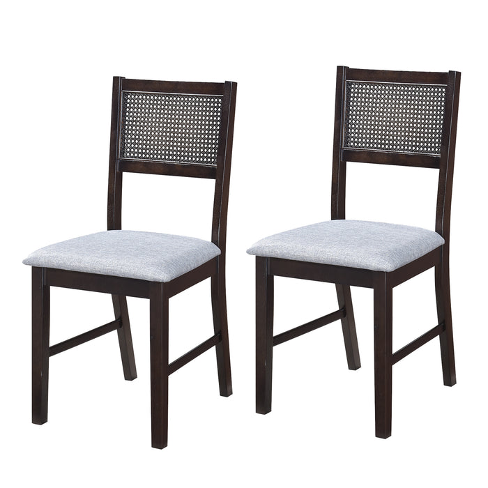 Urbanest Mid-Century Modern Chairs Rattan Dining Chairs, Living Room Chair Set of 4 Accent Chair Grey Fabric Dining Comfy Chair for Kitchen Upholstered Dining Chairs Kitchen and Dining Room Wood Leg Chair