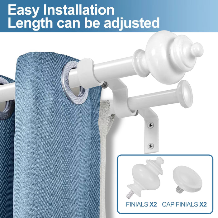 Urbanest Round Urn Adjustable Double Drapery Curtain Rod Set, 5-8"
