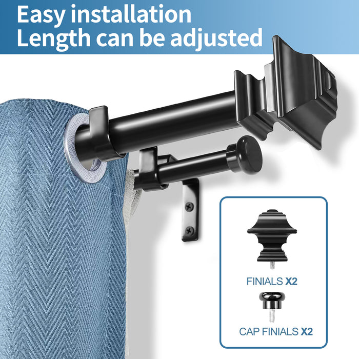 Urbanest Pila Flat Button 1-inch 5-8 inch Double Drapery Curtain Window Rod Set