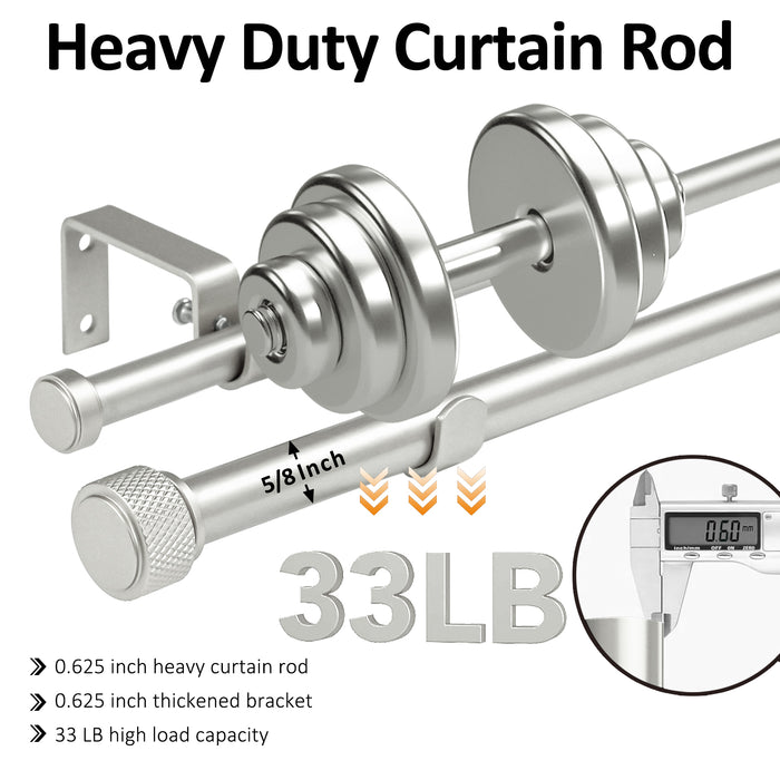 Urbanest 5/8" Diameter Adjustable Double Drapery Curtain Rod Set with Maniglia Finial, 28"-48"/48"-84"/84"-120", Gun Metal, Pewter, Matte Gold