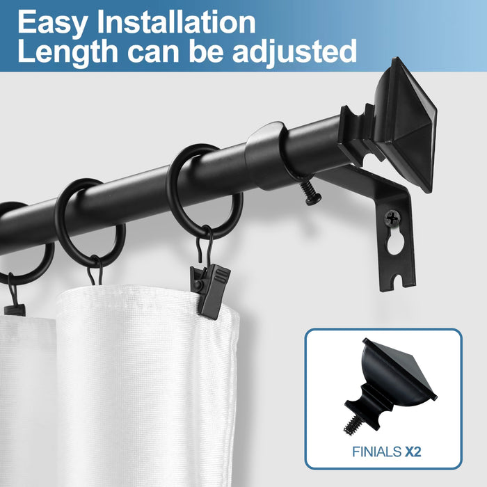 Urbanest Square Urn Adjustable Single Drapery Curtain Rod Set with Rings, 5-8"
