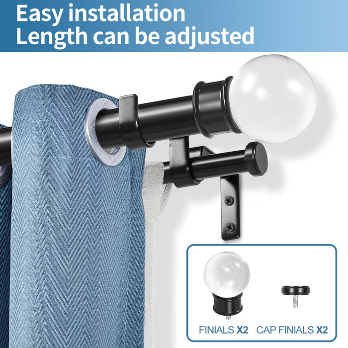 Urbanest Crystal Ball Manhattan 1-inch 5-8 inch Double Drapery Curtain Window Rod Set