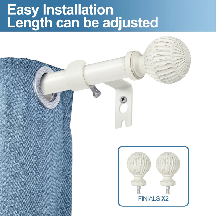 Urbanest 5/8" Single Telescoping Curtain Rod with Volle Ball Finials, 28"-120"