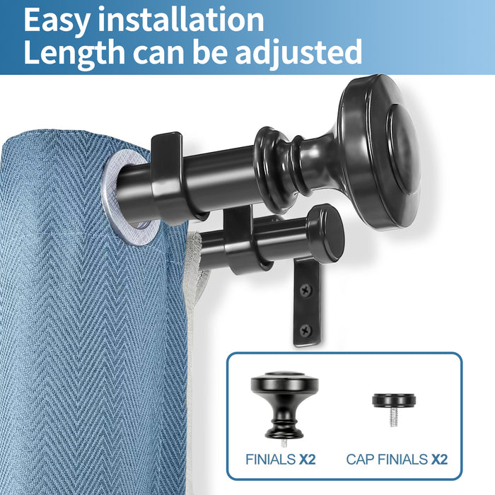 Urbanest Semplice Flat Button 1" 3/4" Double Drapery Curtain Window Rod Set