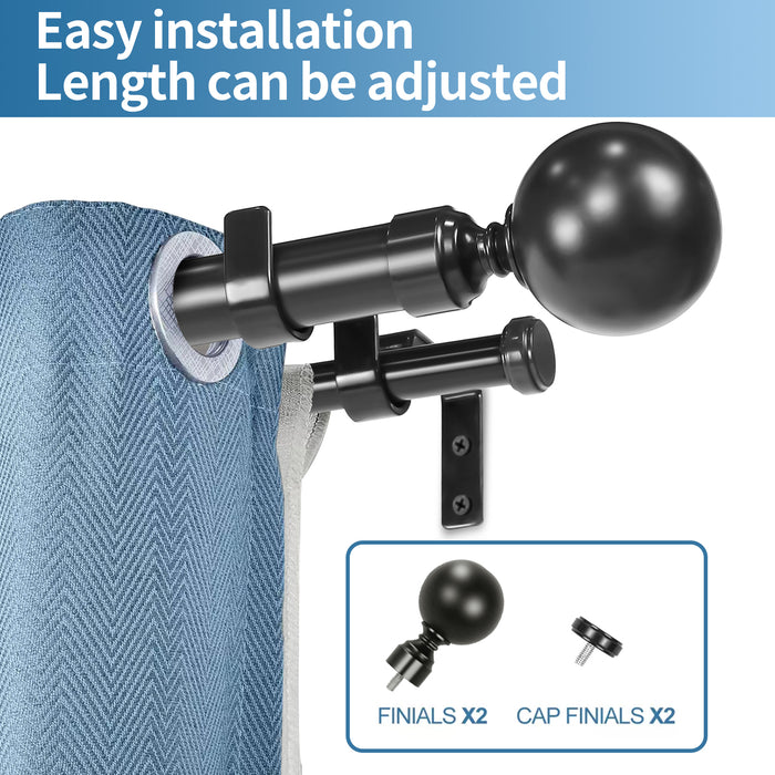 Urbanest Steel Ball Manhattan 1-inch 5-8 inch Double Drapery Curtain Window Rod Set