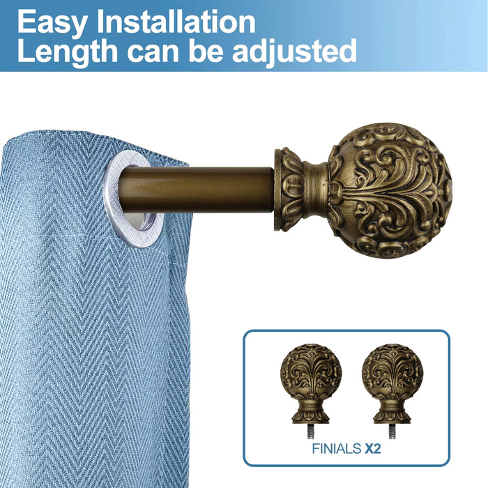 Urbanest 1-inch Diameter Scroll Ball Adjustable Single Drapery Curtain Rod