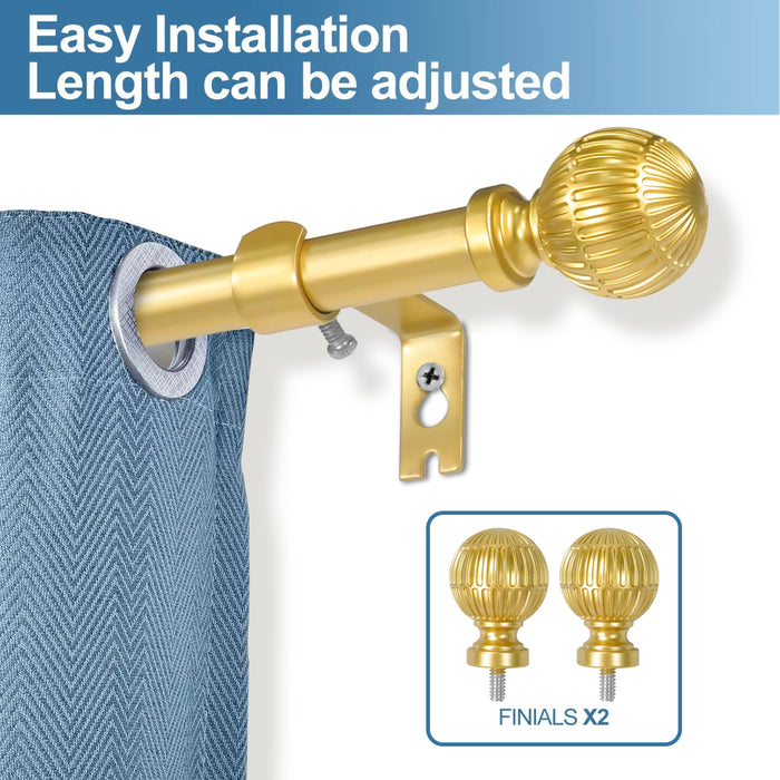 Urbanest 5/8" Single Telescoping Curtain Rod with Volle Ball Finials, 28"-120"
