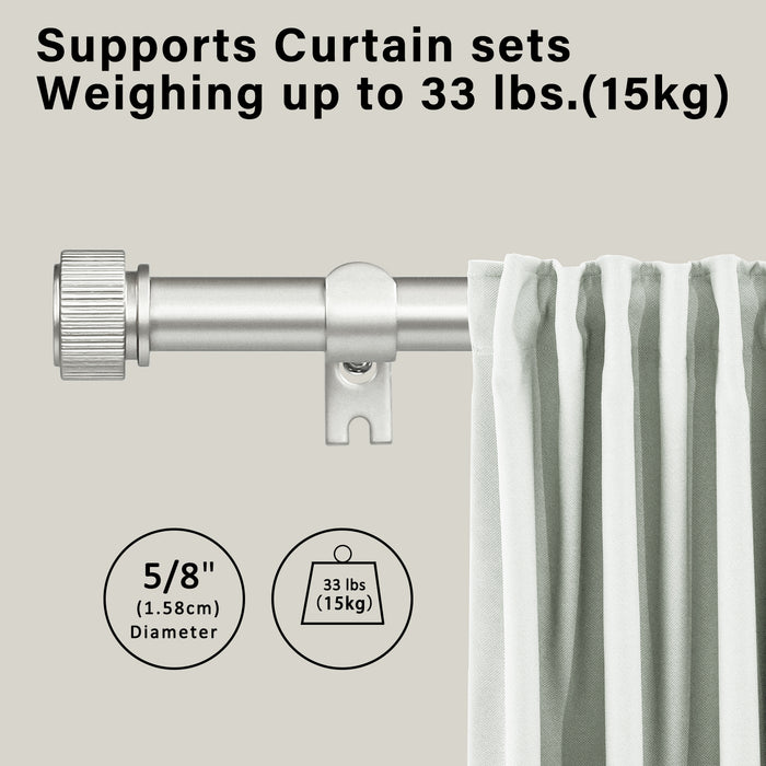 Urbanest 5/8" Diameter Adjustable Single Drapery Curtain Rod Set with Poignee Finials, 28"-48"/48"-84"/84"-120", Gun Metal, Pewter, Matte Gold