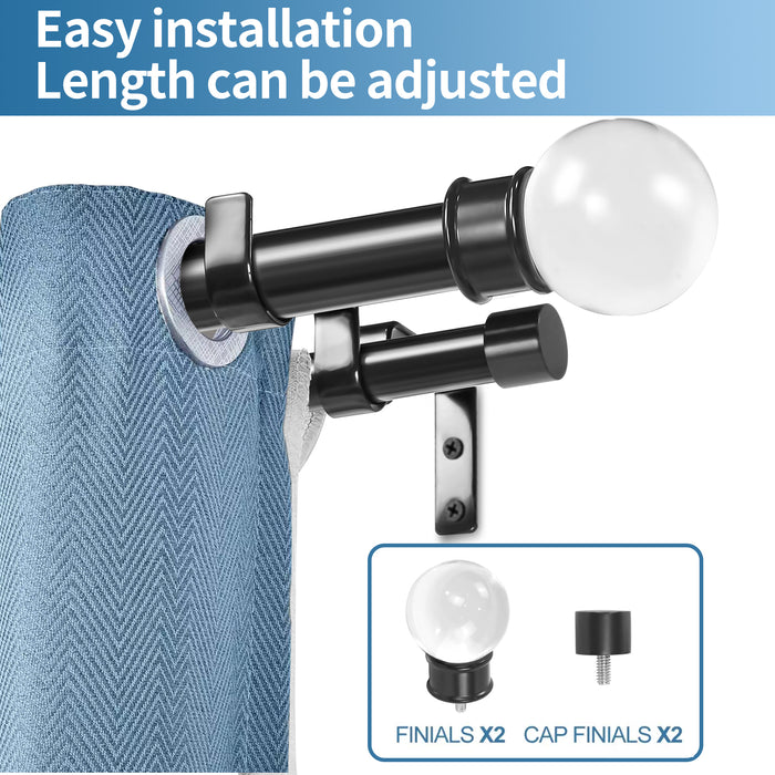 Urbanest Crystal Ball Manhattan 1-inch 3-4 inch Double Drapery Curtain Window Rod Set