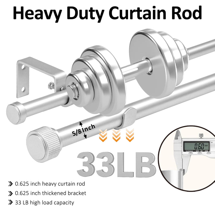 Urbanest 5/8" Diameter Adjustable Double Drapery Curtain Rod Set with Poignee Finials, 28"-48"/48"-84"/84"-120", Gun Metal, Pewter, Matte Gold