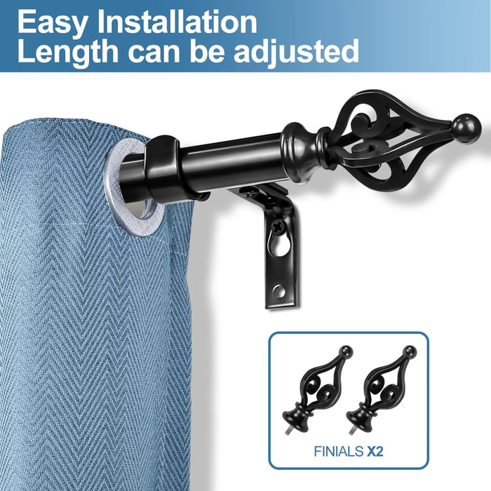 1-inch Diameter Portia Adjustable Single Drapery Curtain Rod
