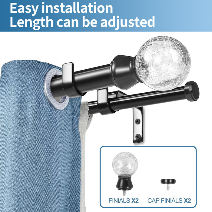 Urbanest Crackle Glass Manhattan 1-inch 5-8-inch Double Drapery Curtain Window Rod Set