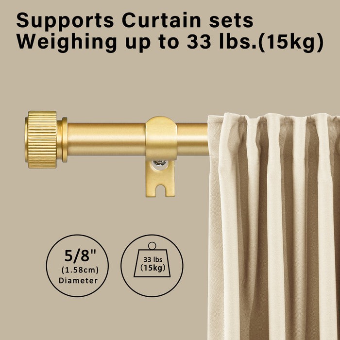 Urbanest 5/8" Diameter Adjustable Single Drapery Curtain Rod Set with Poignee Finials, 28"-48"/48"-84"/84"-120", Gun Metal, Pewter, Matte Gold
