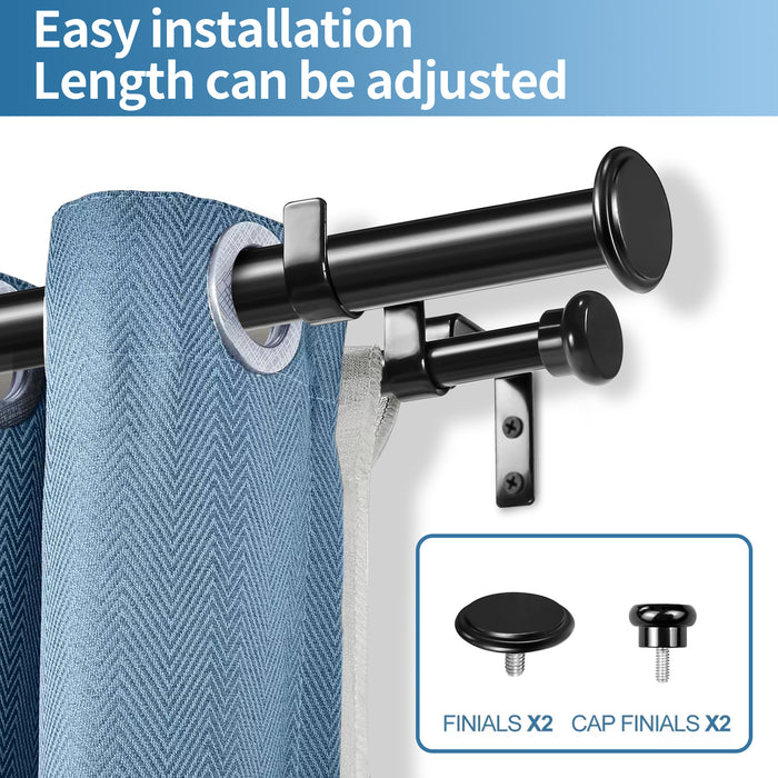 Urbanest Bouton Flat Button 1-inch 5-8 inch Double Drapery Curtain Window Rod Set