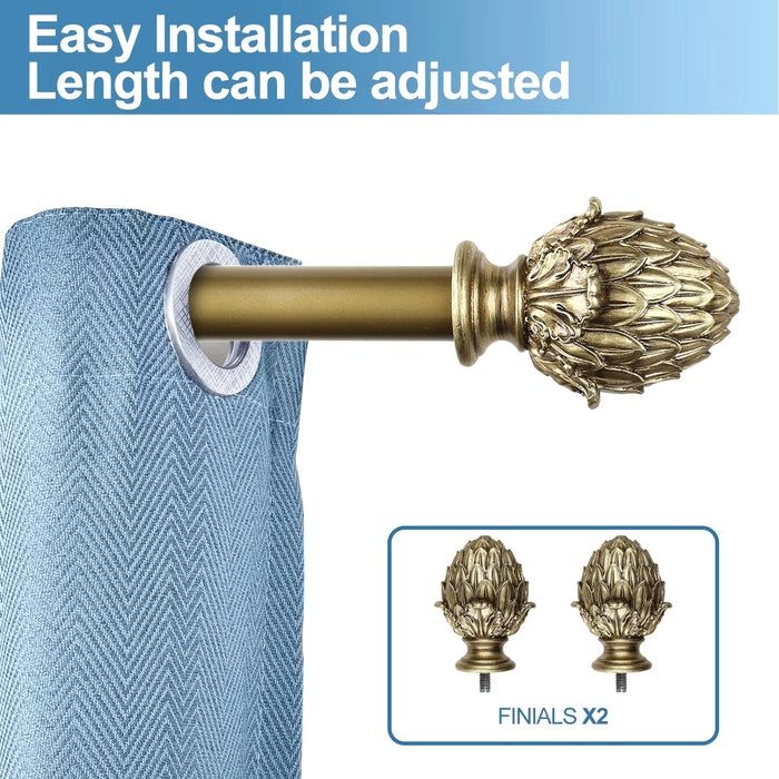 Urbanest 1-inch Diameter Artichoke Adjustable Single Drapery Curtain Rod