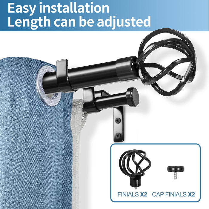Urbanest Zeffoli Manhattan 1-inch 5-inch 8 inch Double Drapery Curtain Window Rod Set