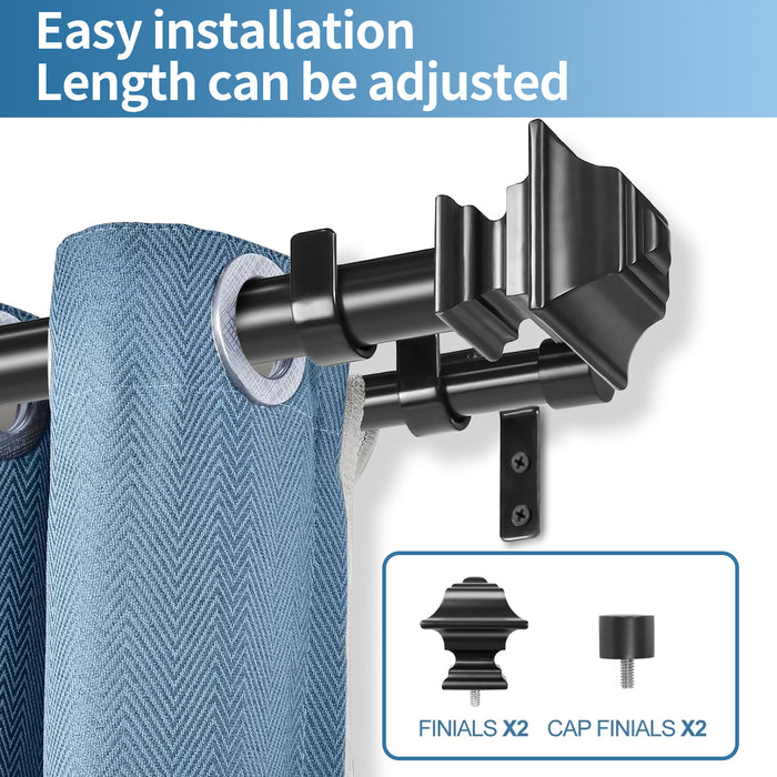Urbanest Pila Manhattan 1-inch 3-4 inch Double Drapery Curtain Window Rod Set