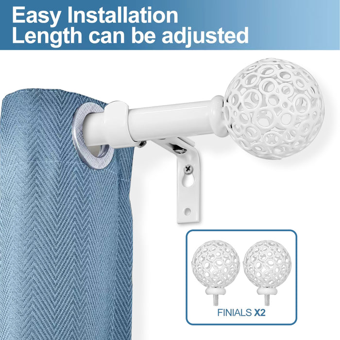 Urbanest Planet Ball Finial Curtain Drapery Rod Set, 3-4-inch