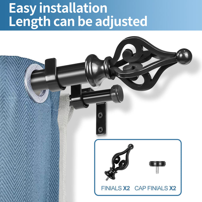 Urbanest Portia Manhattan 1-inch 5-8 inch Double Drapery Curtain Window Rod Set