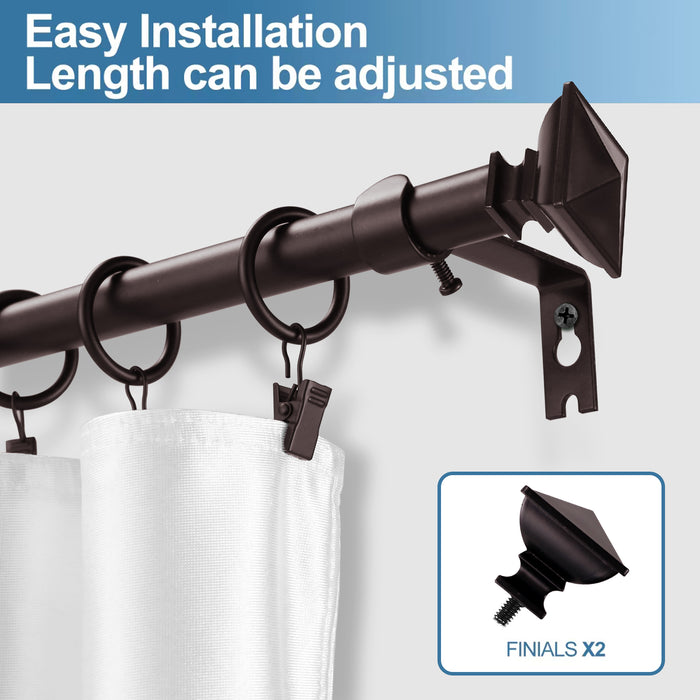 Urbanest Square Urn Adjustable Single Drapery Curtain Rod Set with Rings, 5-8"