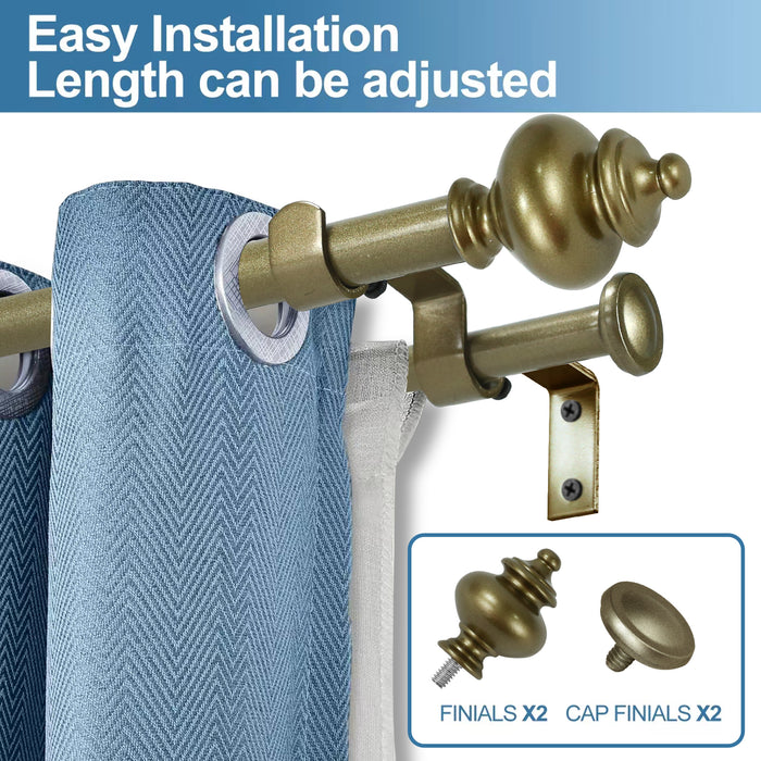 Urbanest Round Urn Adjustable Double Drapery Curtain Rod Set, 5-8"