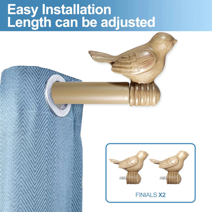 Designer Birds Window Curtain Drapery Rod Set