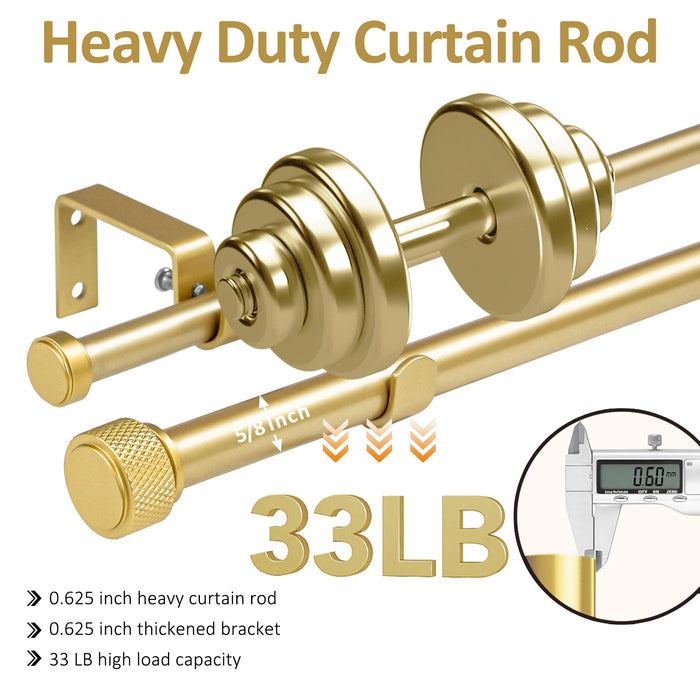 Urbanest 5/8" Diameter Adjustable Double Drapery Curtain Rod Set with Maniglia Finial, 28"-48"/48"-84"/84"-120", Gun Metal, Pewter, Matte Gold