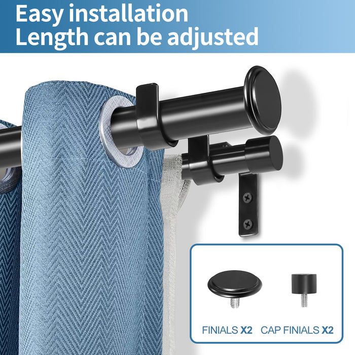 Urbanest Bouton Manhattan 1 inch 3-4 inch Double Drapery Curtain Window Rod Set