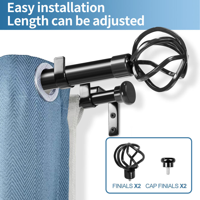 Urbanest Zeffoli Flat Button 1-inch 5-8-inch Double Drapery Curtain Window Rod Set