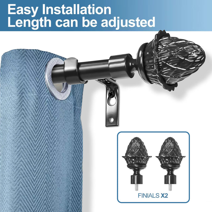 Urbanest Adjustable Artichoke Finial Curtain Drapery Rod Set, 5-8-inch