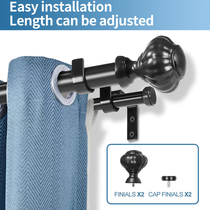 Urbanest Door Knob Manhattan 1-inch 5-8 inch Double Drapery Curtain Window Rod Set