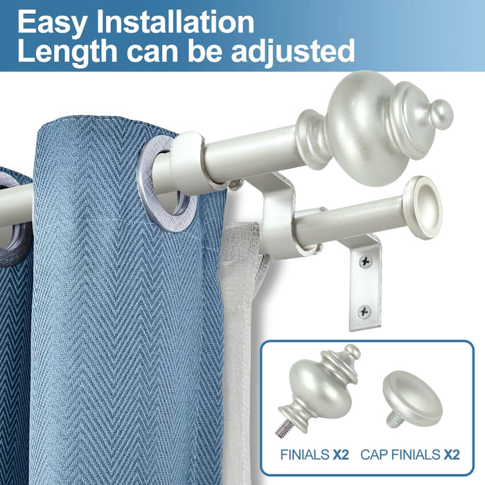 Urbanest Round Urn Adjustable Double Drapery Curtain Rod Set, 5-8"