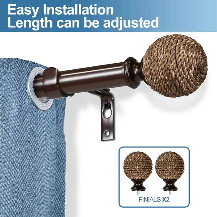 Natural Jute Ball 1" Diameter Curtain Rod