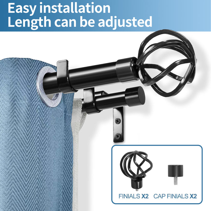 Urbanest Zeffoli Manhattan 1-inch 3-4 inch Double Drapery Curtain Window Rod Set