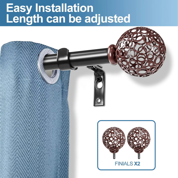Urbanest Planet Ball Finial Curtain Drapery Rod Set, 3-4-inch