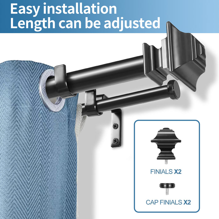Urbanest Pila Manhattan 1-inch 5-8 inch Double Drapery Curtain Window Rod Set