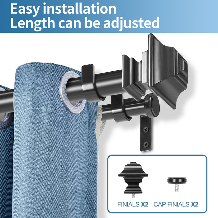Urbanest Pila Flat Button 1-inch 3-4 inch Double Drapery Curtain Window Rod Set