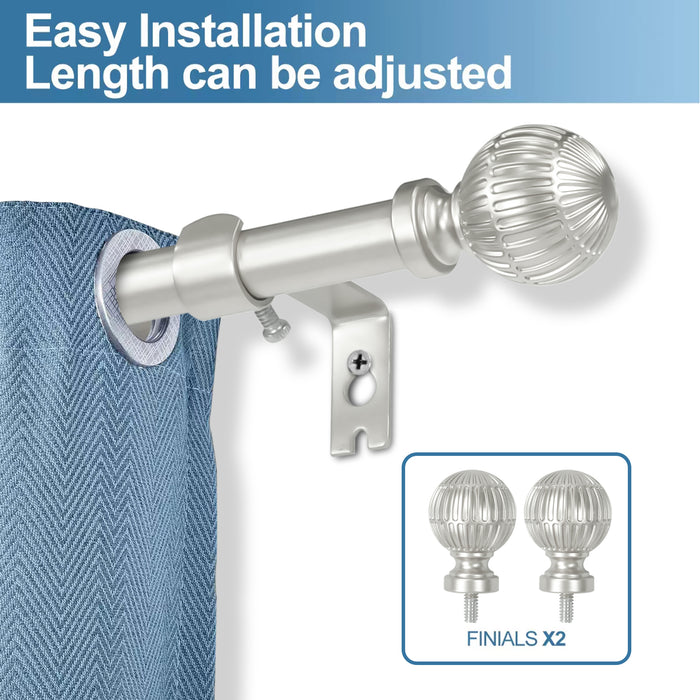 Urbanest 5/8" Single Telescoping Curtain Rod with Volle Ball Finials, 28"-120"