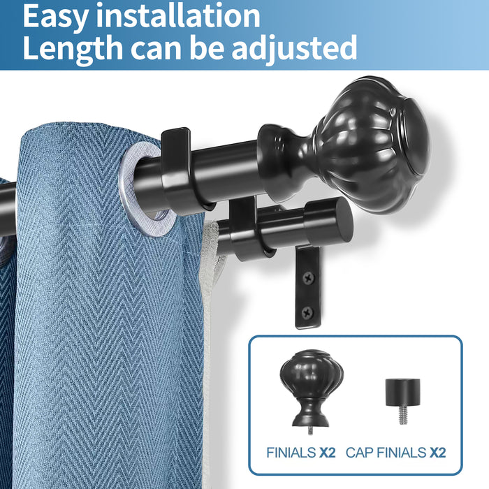 Urbanest Door Knob Manhattan 1-inch 3-4 inch Double Drapery Curtain Window Rod Set