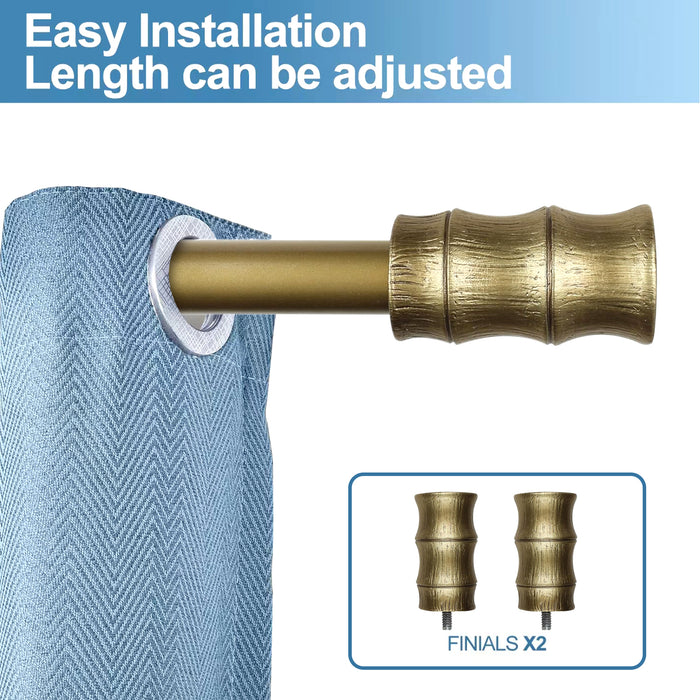 Urbanest 1-inch Diameter Bamboo Adjustable Single Drapery Curtain Rod