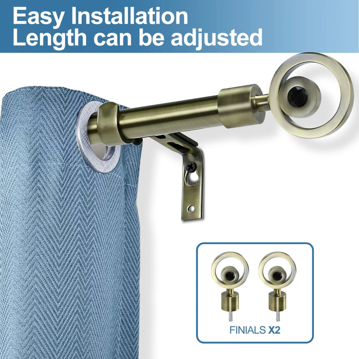 Urbanest Adjustable Stella Finial Curtain Drapery Rod Set, 3-4-inch