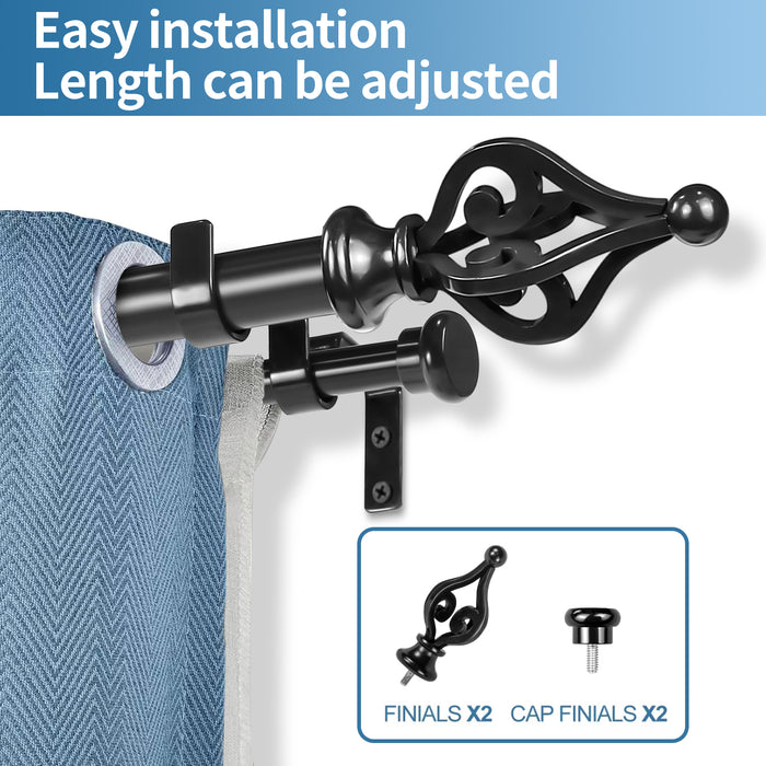 Urbanest Portia Flat Button 1-inch 5-8 inch Double Drapery Curtain Window Rod Set