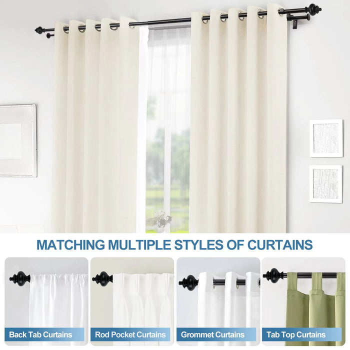 Urbanest Round Urn Adjustable Double Drapery Curtain Rod Set, 5-8"