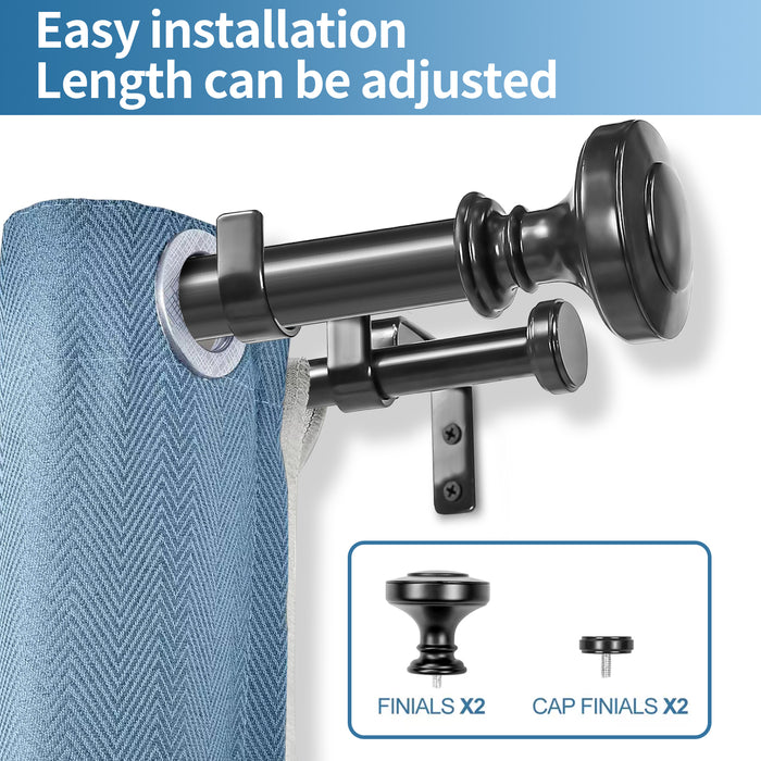 Urbanest Semplice Manhattan 1-inch 5-8 inch Double Drapery Curtain Window Rod Set