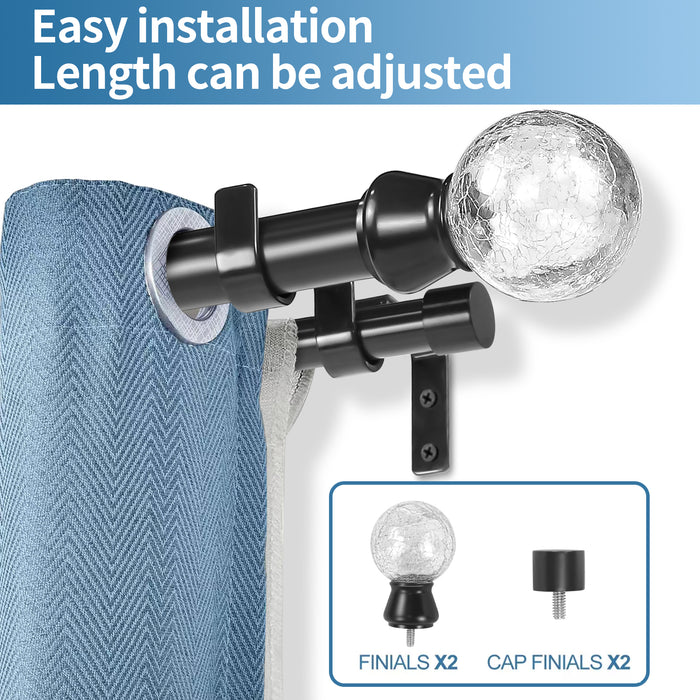 Urbanest Crackle Glass Manhattan 1-inch 3-4-inch Double Drapery Curtain Window Rod Set
