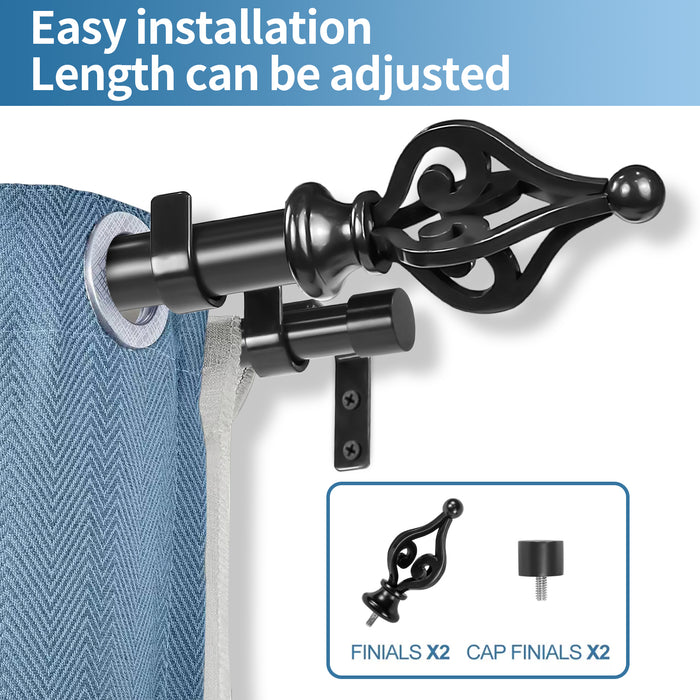 Urbanest Portia Manhattan 1-inch 3-4 inch Double Drapery Curtain Window Rod Set