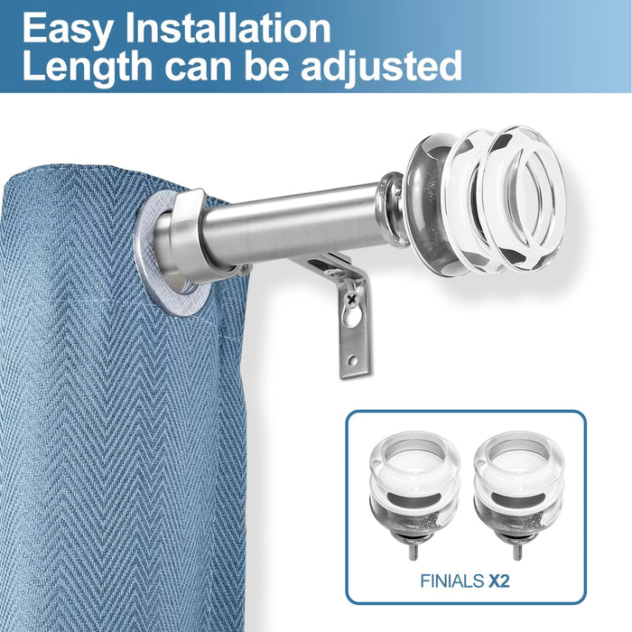 Urbanest 1-inch Diameter Palazzo Crystal Adjustable Single Drapery Curtain Rod